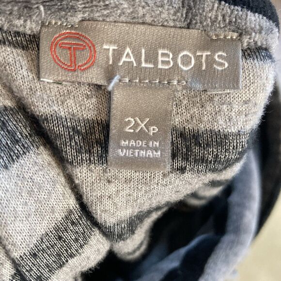 Talbots‎ Sweatshirt Women 2XP Velvet Stripe Funnel Neck Pullover Gray Black - Picture 7 of 9